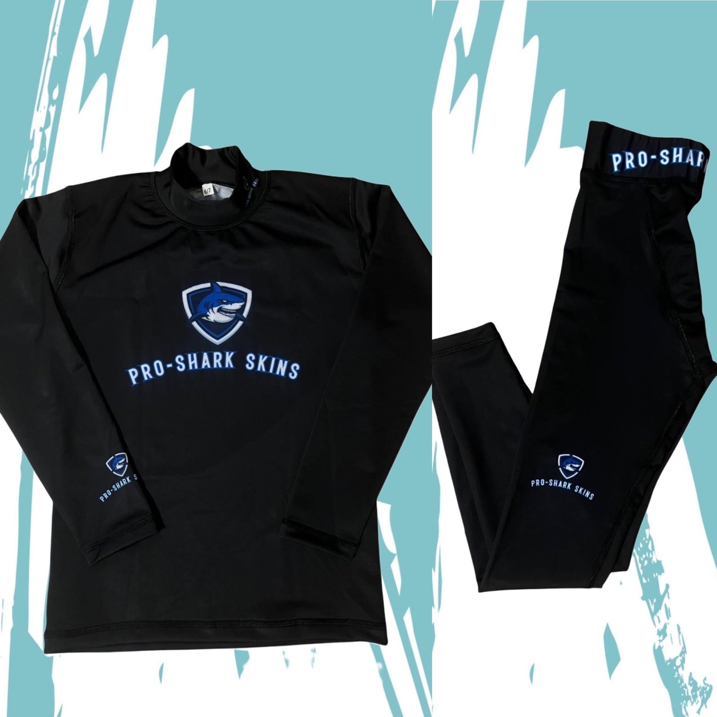 Pro Shark Skins Signature original BLACK core base layer set - top and tights